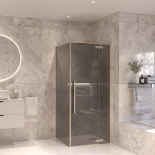 Douchecabine Sanivo Vigo Met Vast Paneel Rookglas Met Montagesets RVS Look (Alle maten)