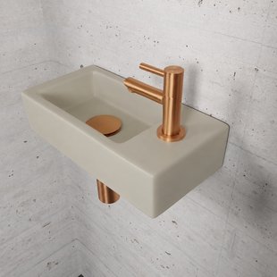 Fonteinset Mat Beige Wiesbaden Color Brons Koper (Kraangat Rechts)