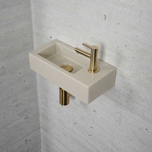 Fonteinset Mat Beige Wiesbaden Color Messing Goud (kraangat rechts)