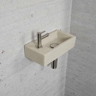 Fonteinset Mat Beige Wiesbaden Color RVS (kraangat links)