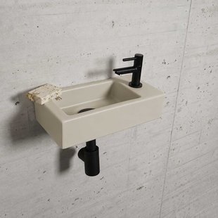 Fonteinset Mat Beige Wiesbaden Color Mat Zwart (kraangat rechts)