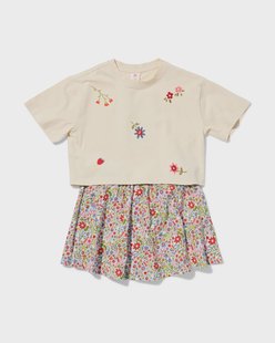 HEMA Kinderkledingset bloemen blauw (blauw)