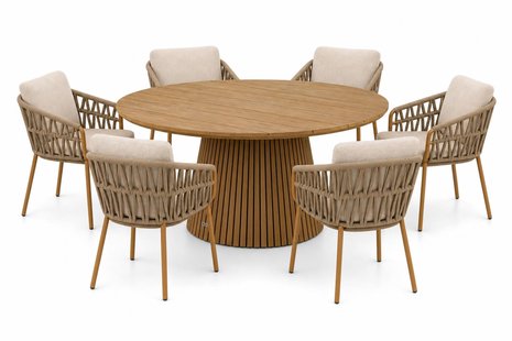 4 Seasons Outdoor Biarritz/Fungo 180 cm dining tuinset 7-delig