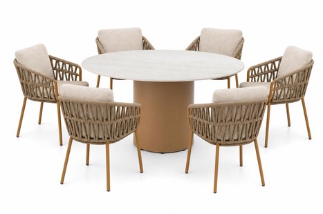 4 Seasons Outdoor Biarritz/Colorado 160 cm dining tuinset 7-delig