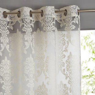 Damast glasgordijn met oogjes, Arabesque