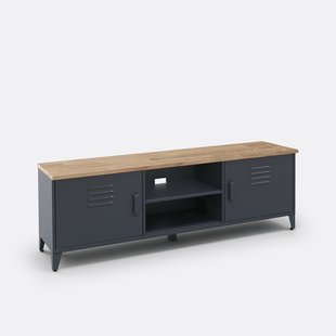 TV-meubel, staal en massief eiken, Hiba