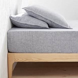 Hoeslaken in gewassen linnen, omslag 30 cm, Linot