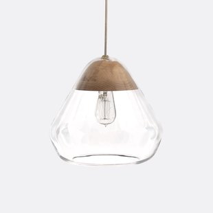 Hanglamp in glas en essenhout Ø30 cm, Nasoa