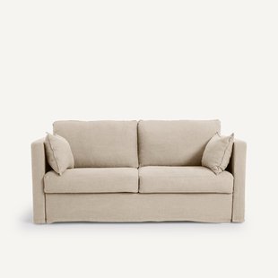 Sofa 3-er, omvormbaar, in dik stonewashed linnen, NÉO KINKAJOU