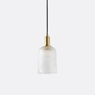 Hanglamp in messing en geribbeld glas Ø10,9 cm, Bogota