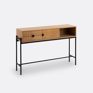 Eiken fineer wandtafel met opbergruimte Clara