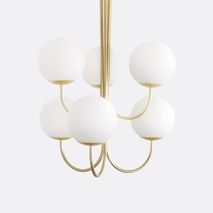 Hanglamp in messing en opaline glas, Moricio