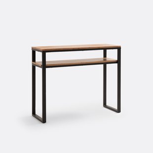 Wandtafel met 2 planken, massief eiken en metaal, Hiba