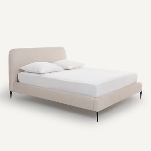 Bed met lattenbodem, in structuurstof, ontwerp Emmanuel Gallina, OSCAR