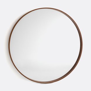 Ronde spiegel fineer notenhout Ø100 cm, Alaria