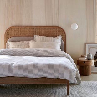 Bed in rotan en fluweel met beddenbodem Buisseau