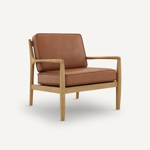 Fauteuil van eiken, fineer en leer, Dilma