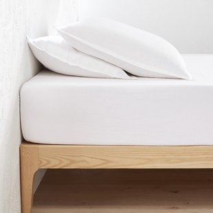 Hoeslaken in gewassen linnen, omslag 35 cm, Linot