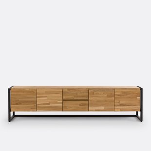 TV/hifi-meubel in eikenhout en fineer, L200 cm, Hiba
