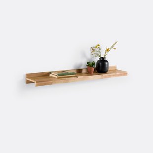 Wandplank, massief eiken, lengte 120 cm, Hiba