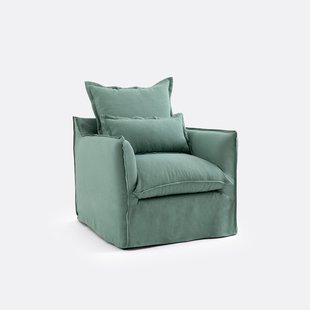 Fauteuil, afneembare hoezen, in gekreukt linnen, Odna