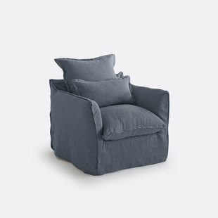 Fauteuil, afneembare hoezen, in gekreukt linnen, Odna