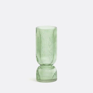 Vaas in geribbeld glas H26 cm, Valira