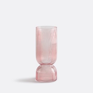 Vaas in geribbeld glas H26 cm, Valira