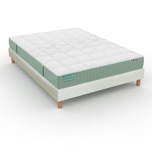 Set van matras voor gevoelige rug, 672 veren, stevig, zacht ligcomfort + bedbodem