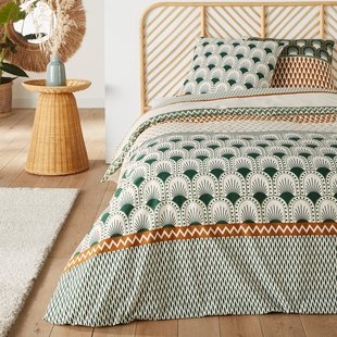 Bedset in katoen, vierkant kussensloop, Lilia