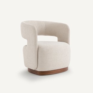 Jesper gestructureerde draaifauteuil met walnootfineer onderstel