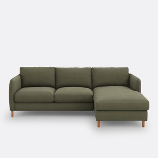 4-zits hoekbank rechts in polyester, LOMÉO