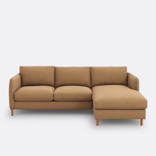 4-zits hoekbank rechts in polyester, LOMÉO