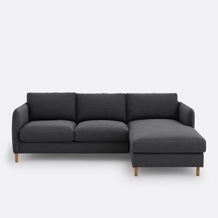 4-zits hoekbank rechts in polyester, LOMÉO