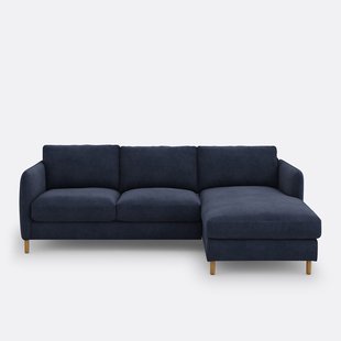 4-zits hoekbank rechts in polyester, LOMÉO