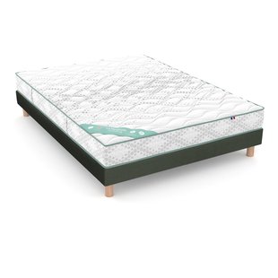 Set van matras voor gevoelige rug, 672 veren, stevig, zacht ligcomfort + bedbodem