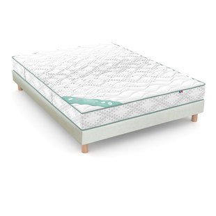 Set van matras voor gevoelige rug, 672 veren, stevig, zacht ligcomfort + bedbodem