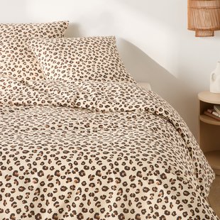 Bedset in katoen, vierkante kussensloop, Leopold