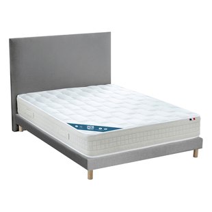 Pakket van matras met 616 veren, stevig ligcomfort, en lattenbodem, poten en hoofdbord