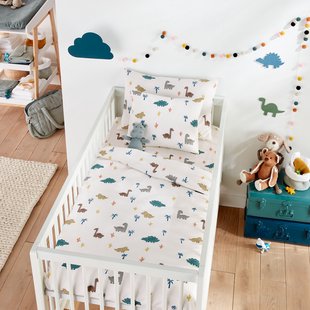 Dekbedovertrek voor baby in katoen, Dino Pop