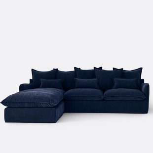 Hoekbank links, omvormbaar, afneembare hoes, 4-zits, gemêleerd polyester, ODNA
