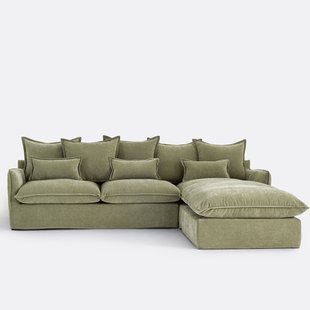 Hoekbank rechts, omvormbaar, met afneembare hoezen, 4-zits, in gemêleerd polyester, ODNA