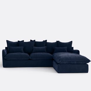 Hoekbank rechts, omvormbaar, met afneembare hoezen, 4-zits, in gemêleerd polyester, ODNA