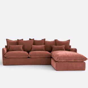Hoekbank rechts, omvormbaar, met afneembare hoezen, 4-zits, in gemêleerd polyester, ODNA