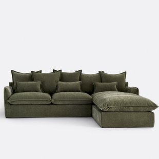 Hoekbank rechts, omvormbaar, met afneembare hoezen, 4-zits, in gemêleerd polyester, ODNA