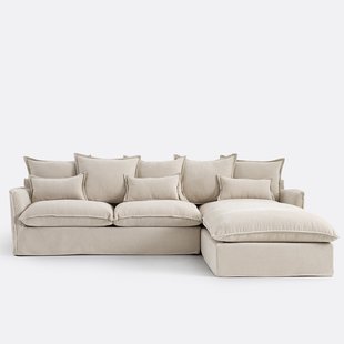 Hoekbank rechts, met afneembare hoes, 4-zits, in gemêleerd polyester, ODNA