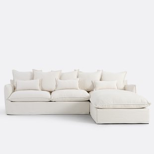Hoekbank rechts, met afneembare hoes, 4-zits, in gemêleerd polyester, ODNA