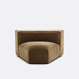 Open hoekelement voor modulaire bank, in vintage ribfluweel, SEVEN