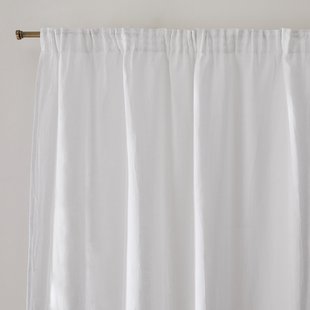 Schermgordijn van gewassen linnen, met gerimpelde bies en golf, ONEGA