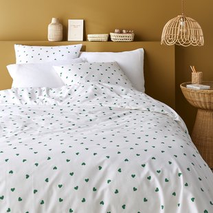 Bedlinnenset van 50% gerecycled katoen met vierkant kussensloop, groen, van Scacco